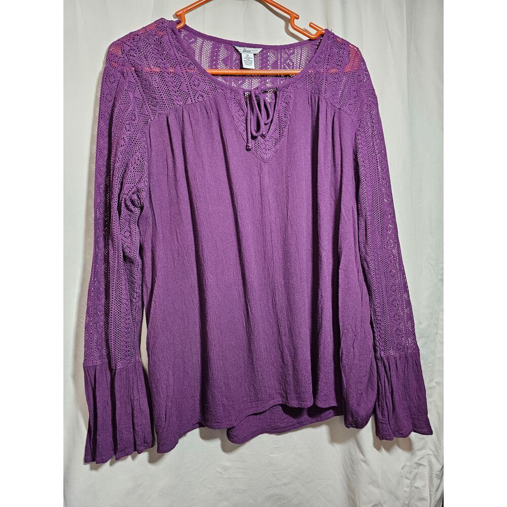 XL Bass blouse. Lightweight boho eggplant colored.